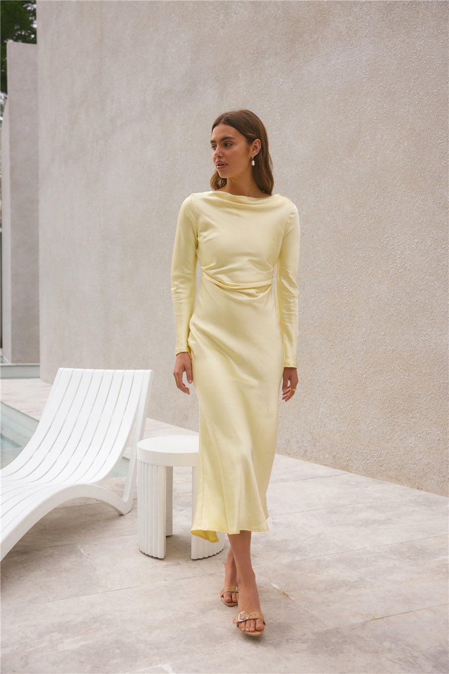 Forget Me Not Satin Maxi Dress Butter-Seaa Fashion