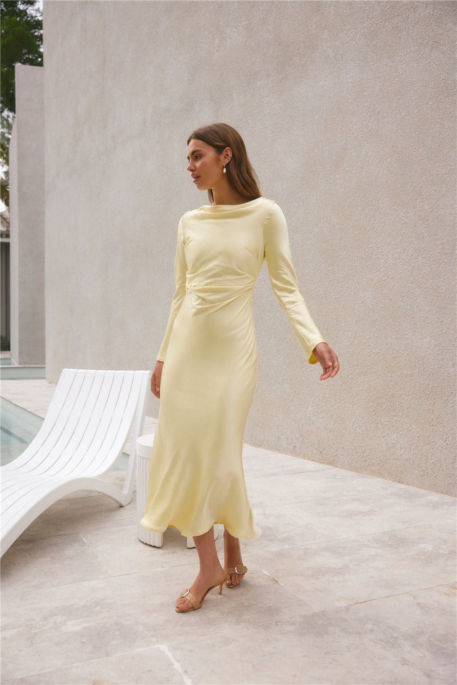 Forget Me Not Satin Maxi Dress Butter-Seaa Fashion