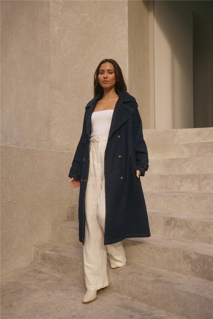Taylah Trench Coat Denim-Seaa Fashion