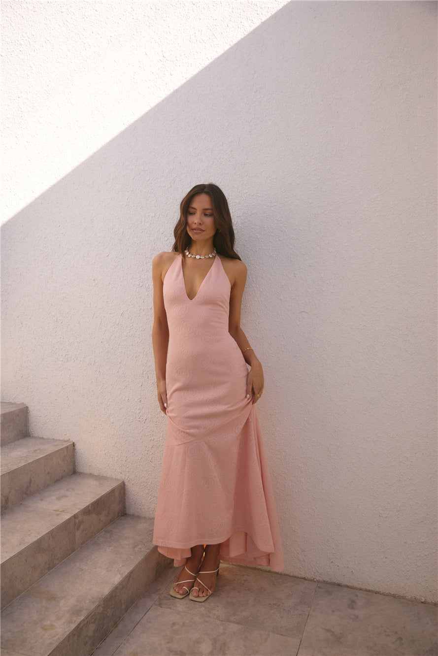 Rosetta Halter Maxi Dress Pink-Seaa Fashion