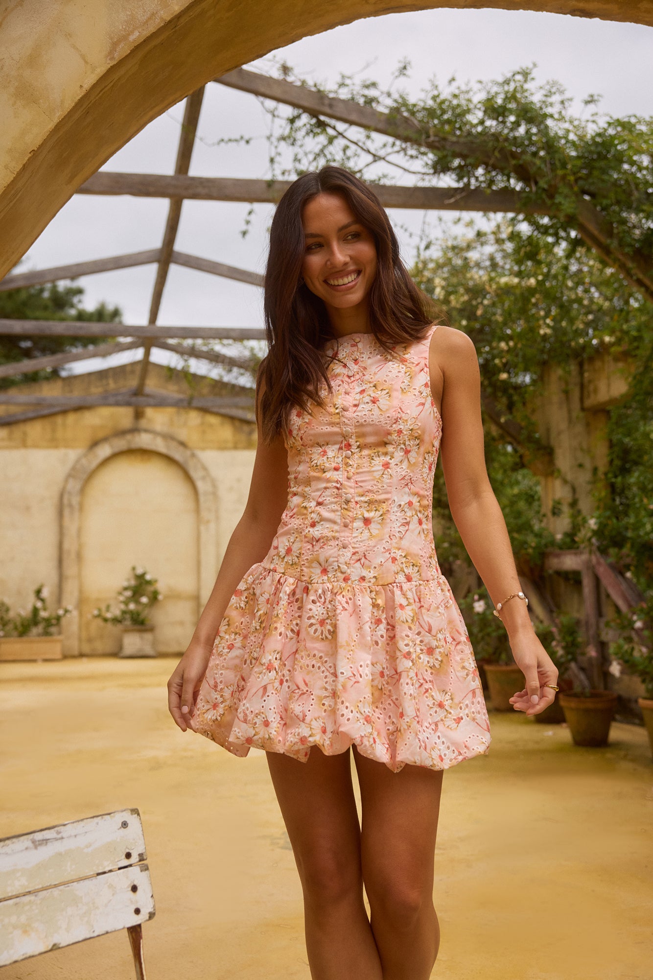 Heavenly Drift Floral Mini Dress Pink-Seaa Fashion