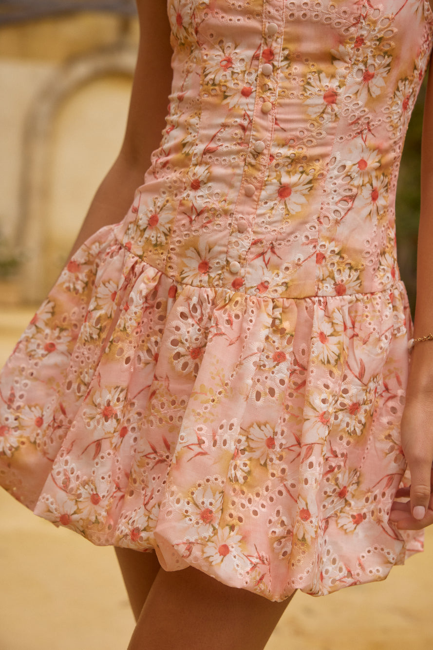 Heavenly Drift Floral Mini Dress Pink-Seaa Fashion