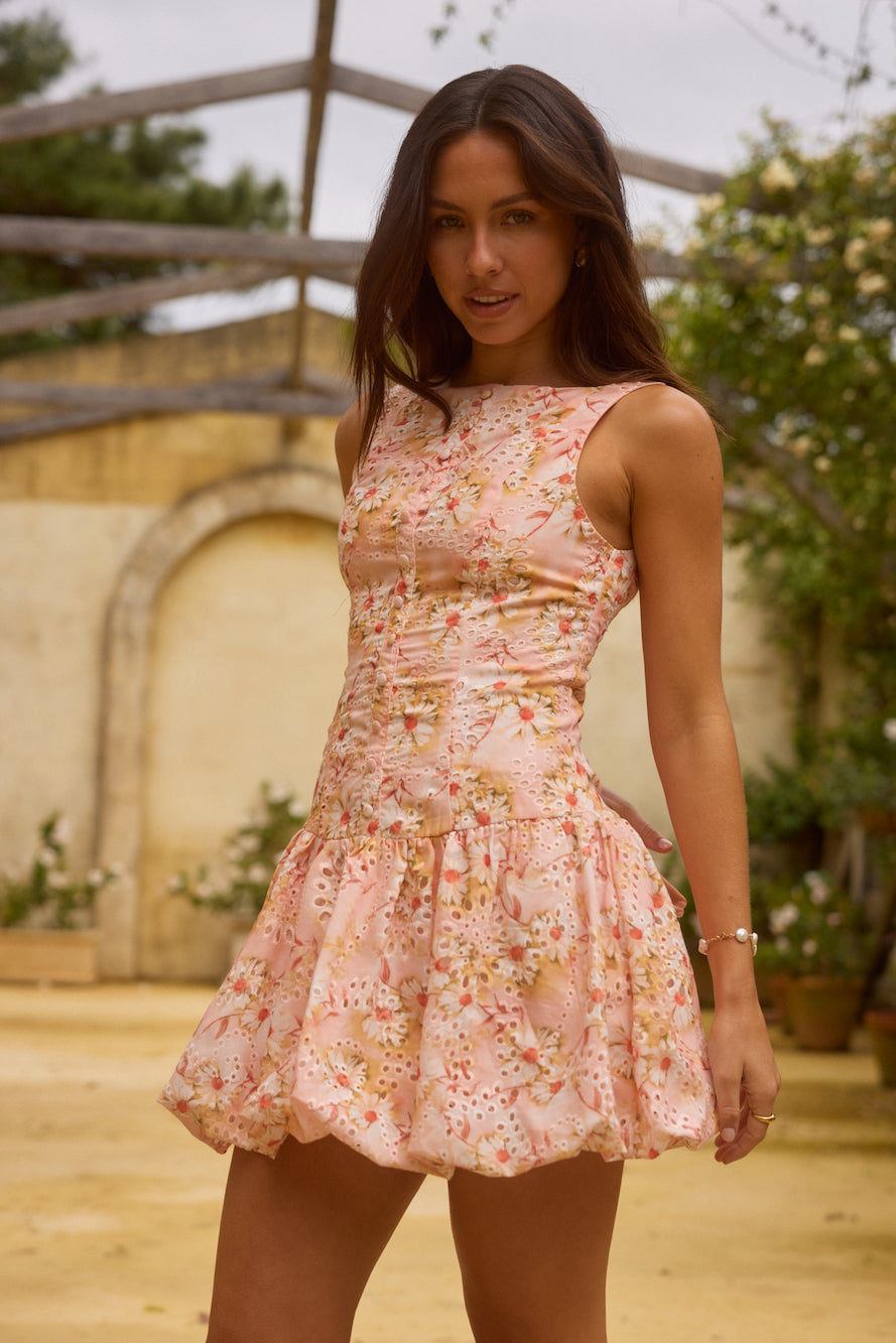 Heavenly Drift Floral Mini Dress Pink-Seaa Fashion