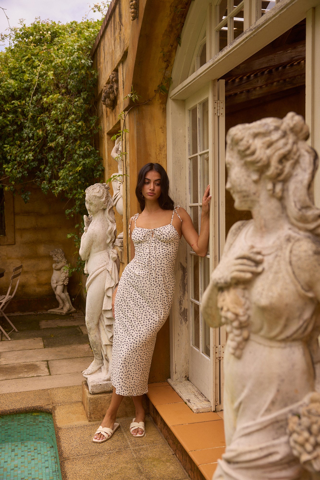 Sweet Serenity Floral Midi Dress Cream-Seaa Fashion