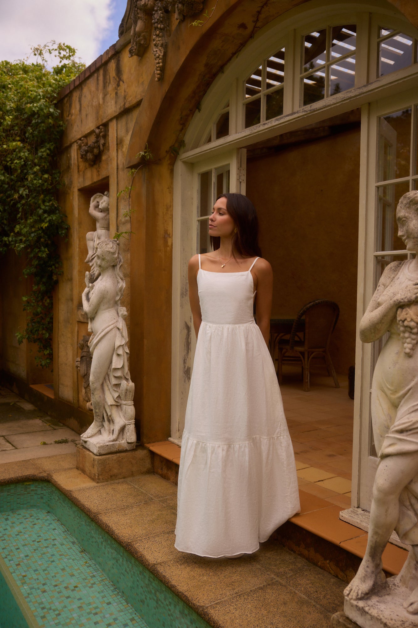 Lacey 100% Linen Maxi Dress White-Seaa Fashion