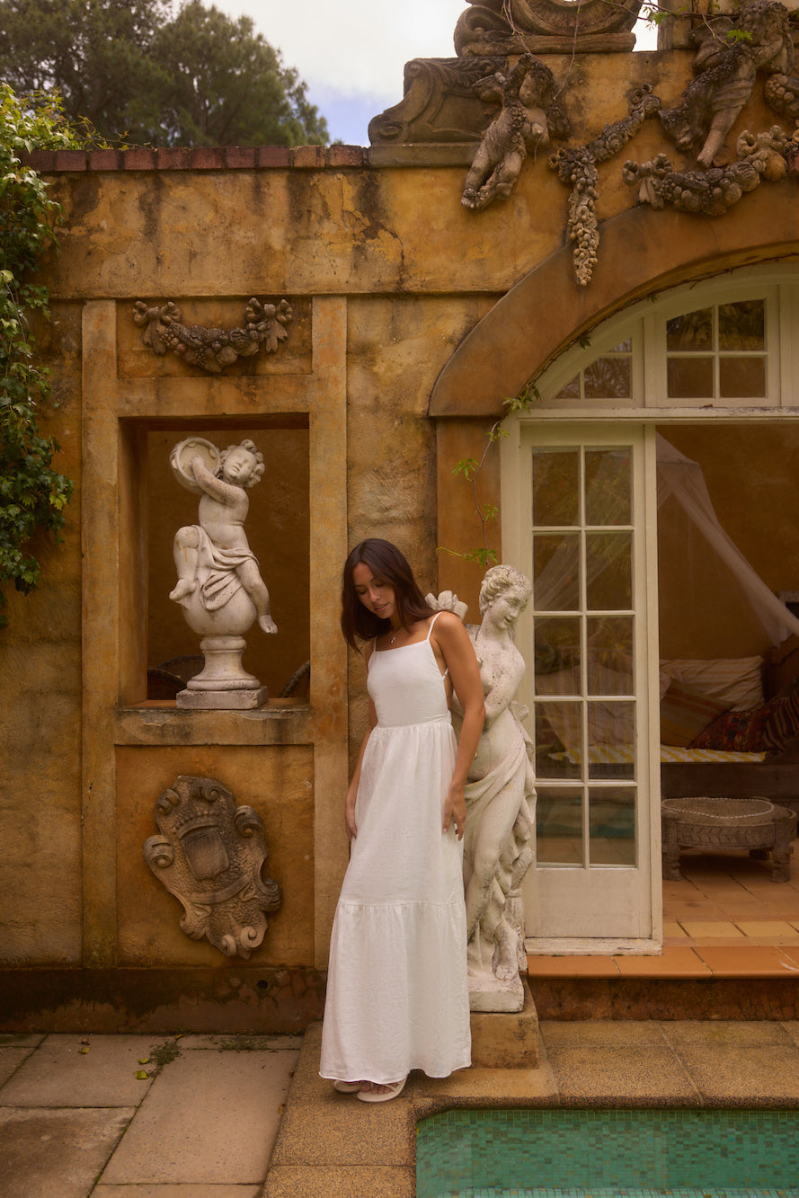 Lacey 100% Linen Maxi Dress White-Seaa Fashion