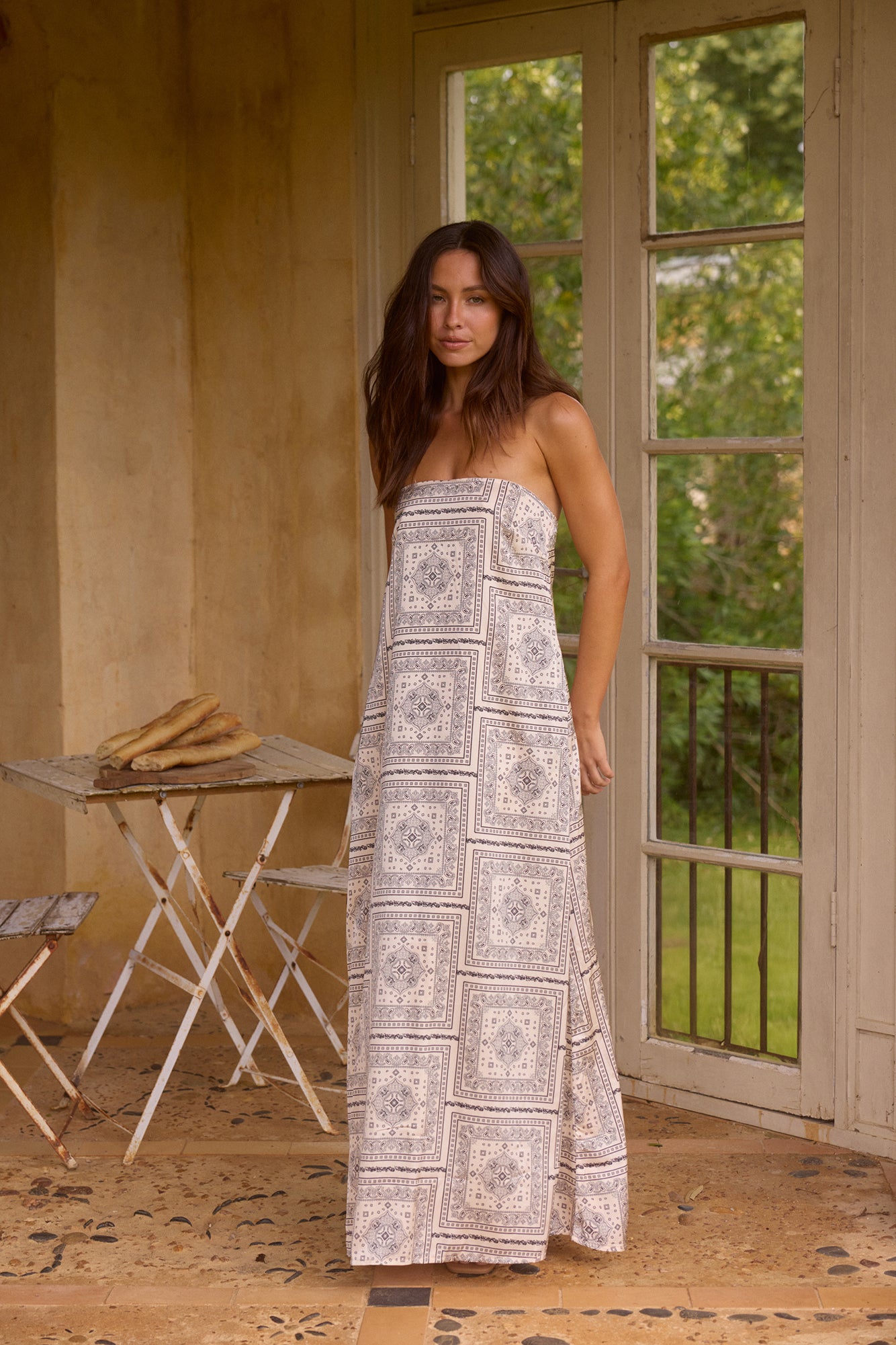 Exotic Nights Strapless Satin Maxi Dress Beige-Seaa Fashion