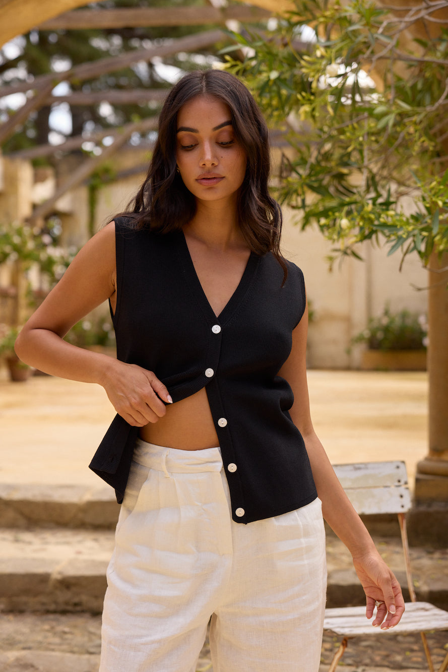 Blair Vest Top Black-Seaa Fashion