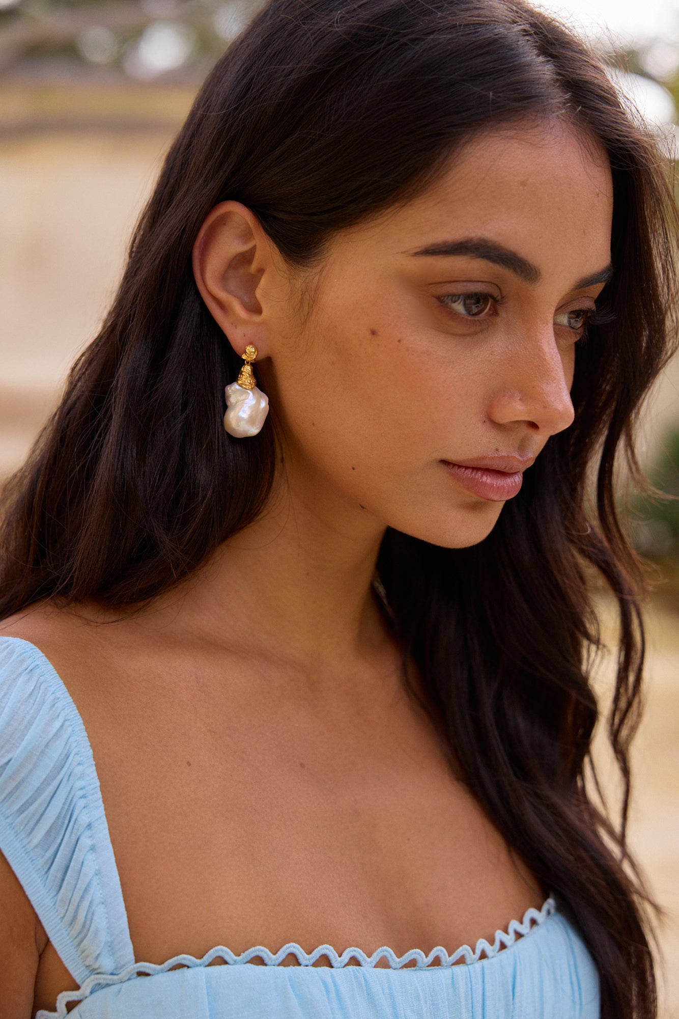 18K Gold Plated Precious Pearls Earrings Gold-Seaa Fashion