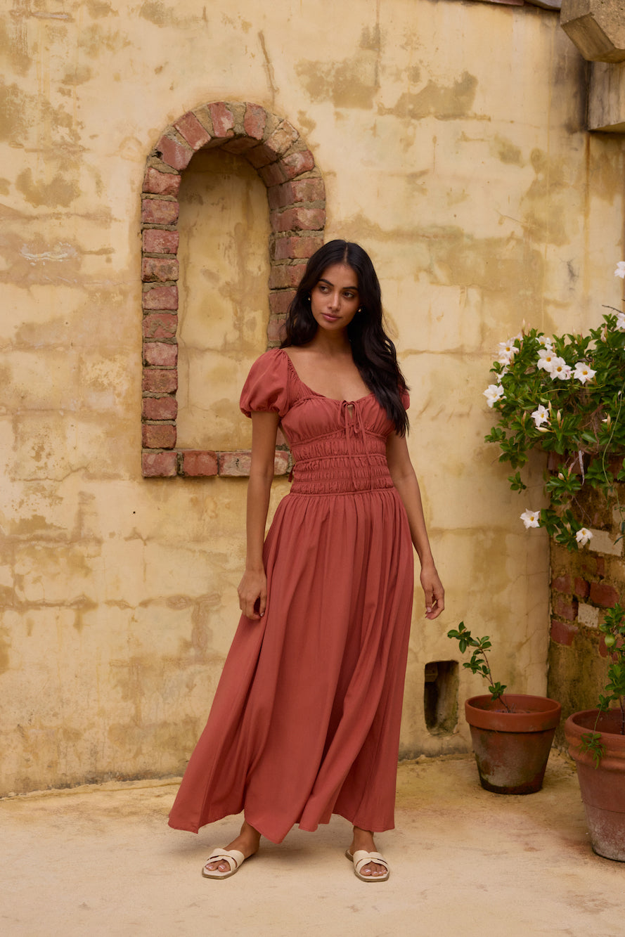 Dusk and Dawn Maxi Dress Brown-Seaa Fashion
