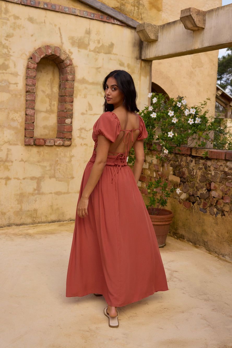 Dusk and Dawn Maxi Dress Brown-Seaa Fashion
