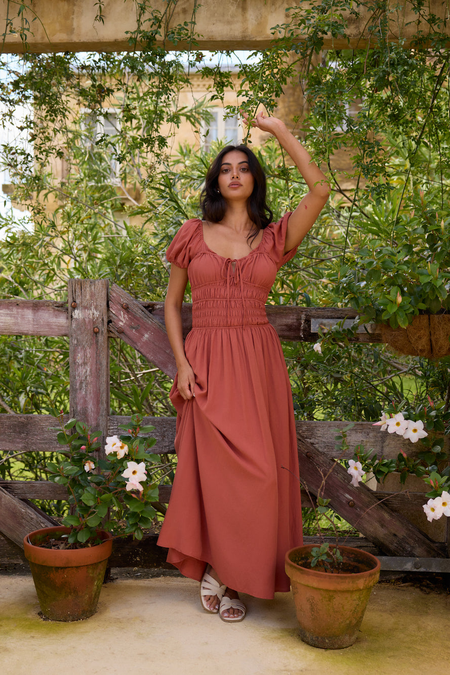 Dusk and Dawn Maxi Dress Brown-Seaa Fashion