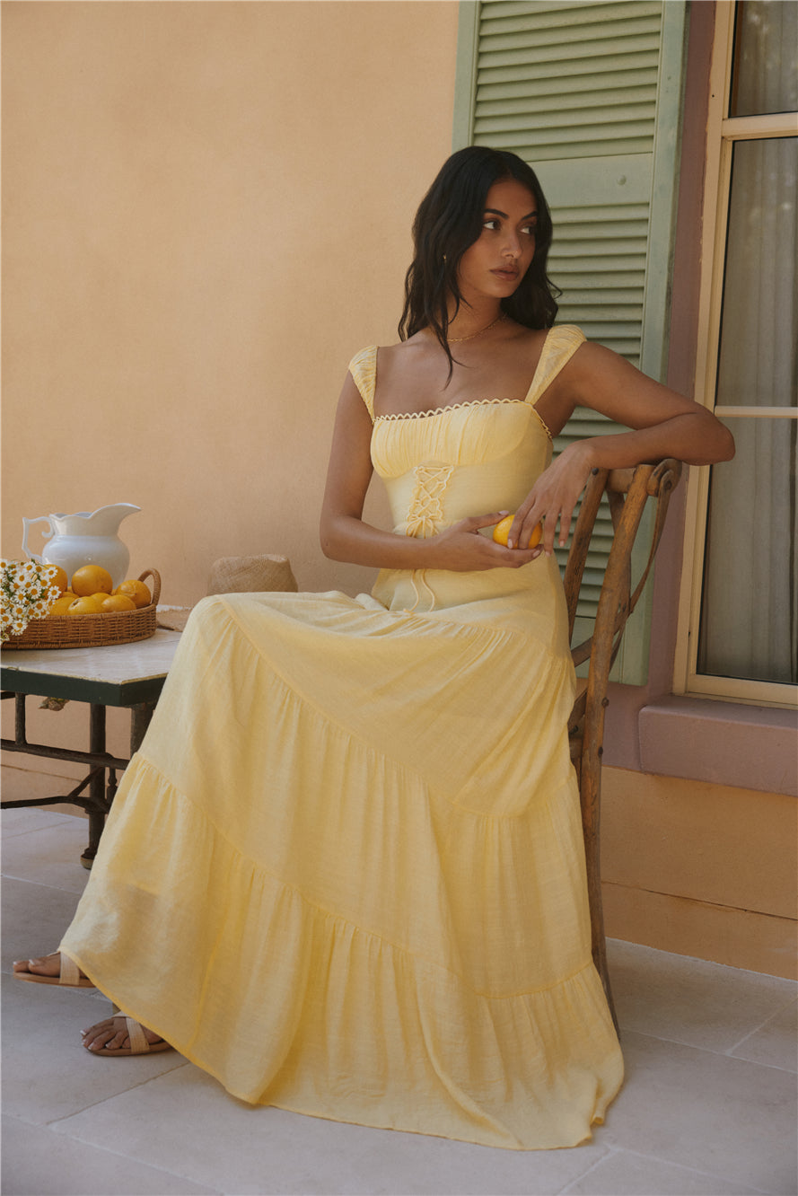 Crystal Waters Maxi Dress Yellow-Seaa Fashion