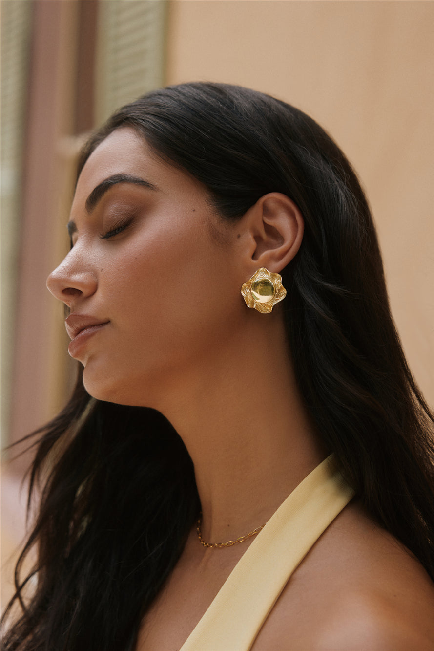 18k Gold Plated Soliel Earrings Gold-Seaa Fashion