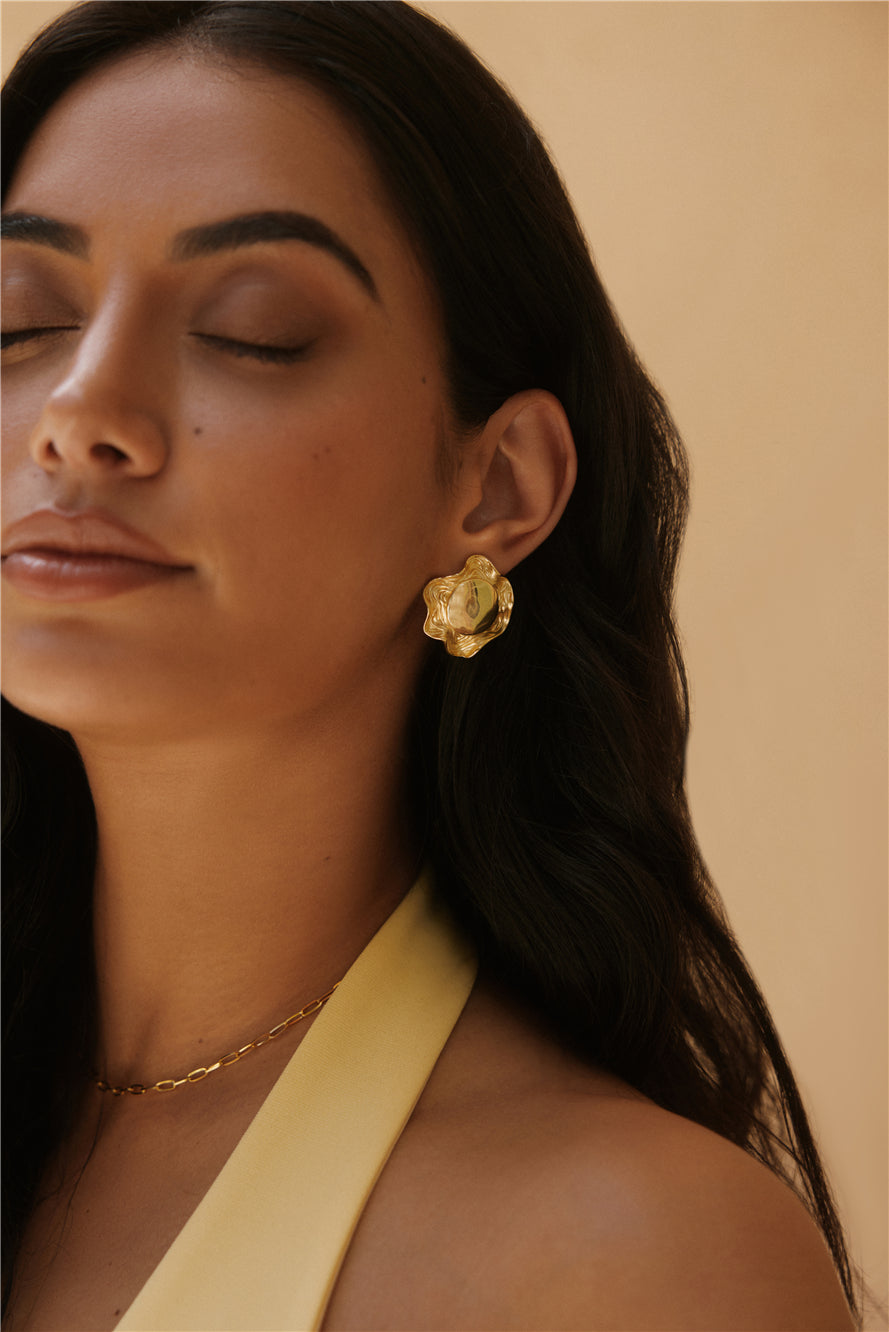 18k Gold Plated Soliel Earrings Gold-Seaa Fashion