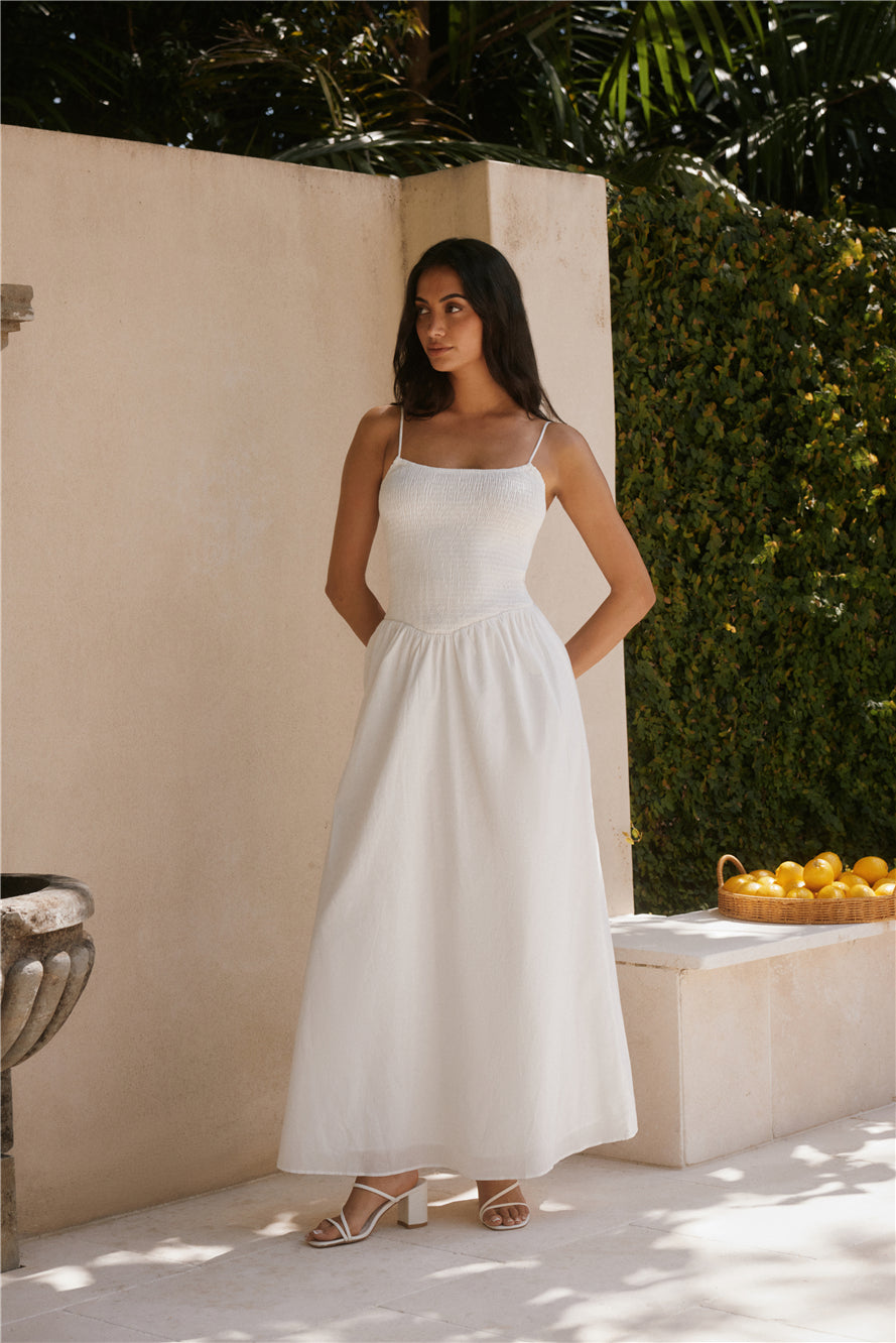 Whispering Willow Maxi Dress White-Seaa Fashion