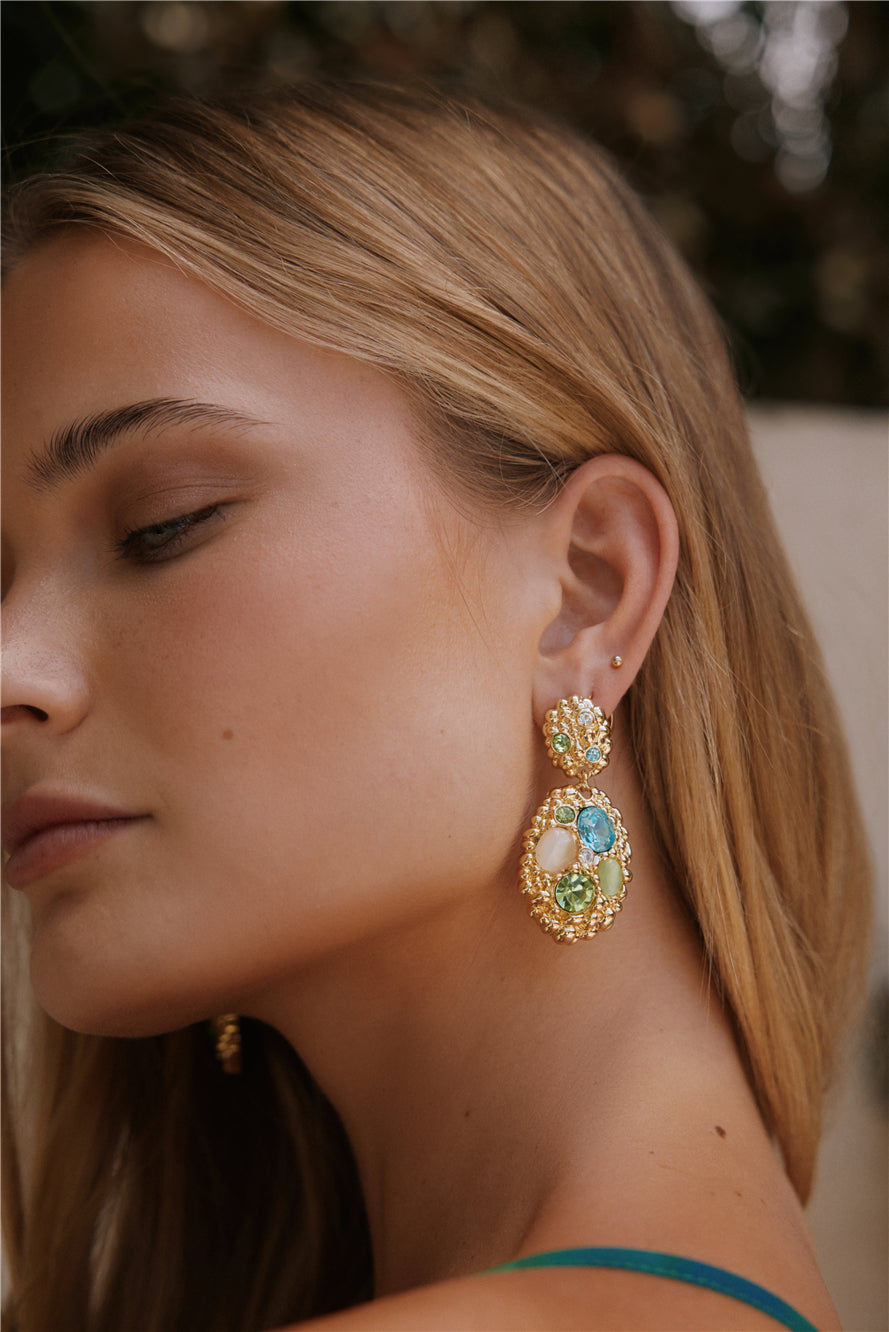 18k Gold Plated Ocean Glimmer Earrings Gold-Seaa Fashion