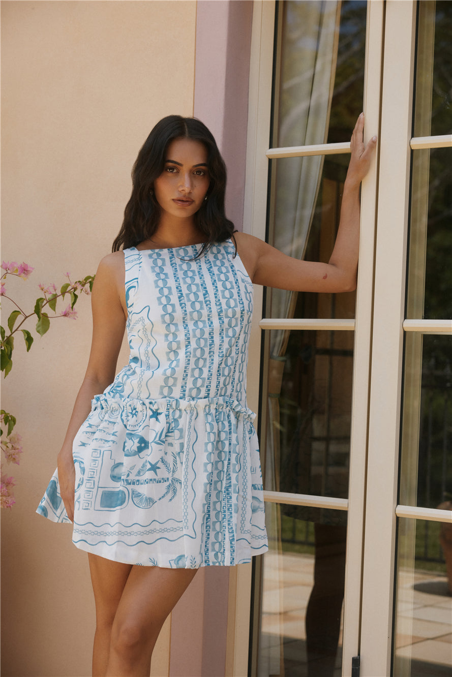 Opal Skies Mini Dress Blue-Seaa Fashion