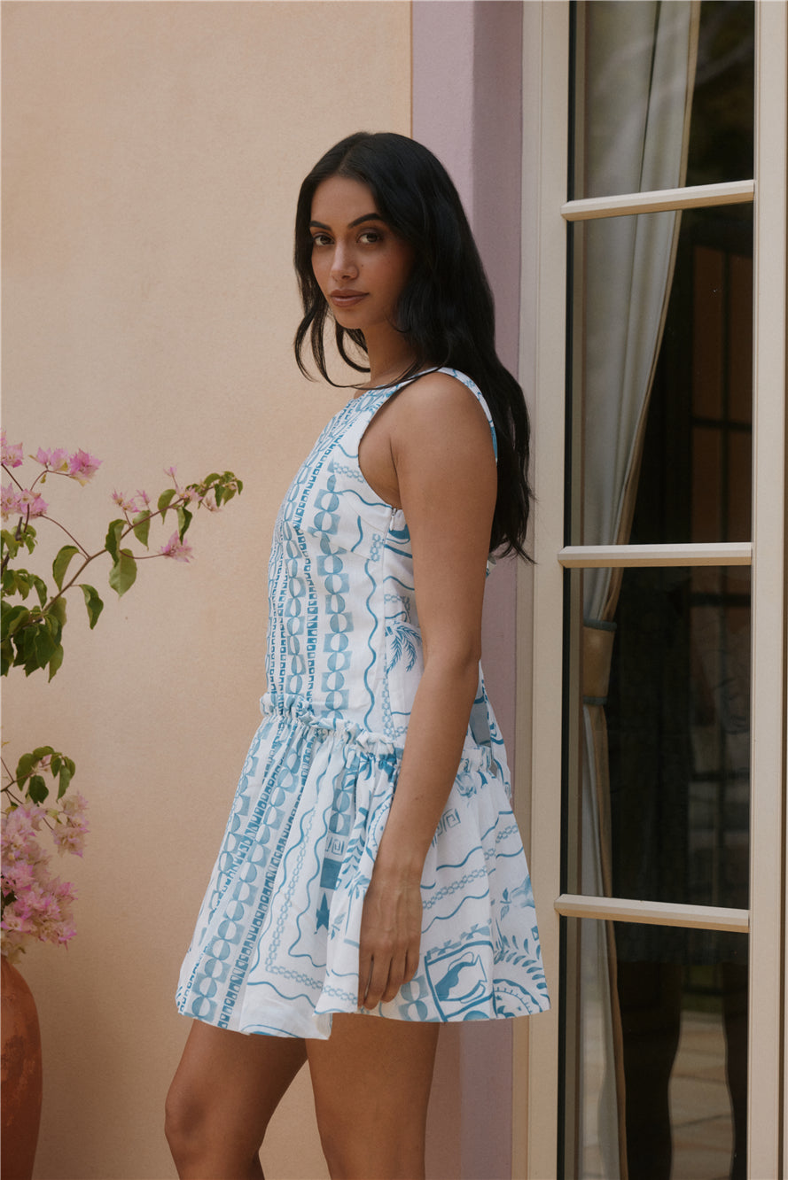 Opal Skies Mini Dress Blue-Seaa Fashion