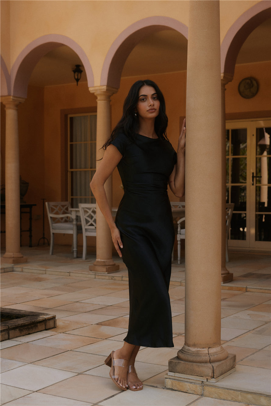 Siren Melody Satin Maxi Dress Black-Seaa Fashion