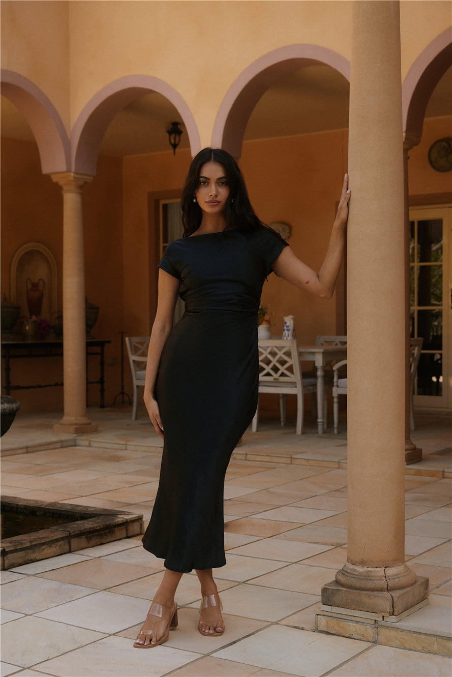 Siren Melody Satin Maxi Dress Black-Seaa Fashion