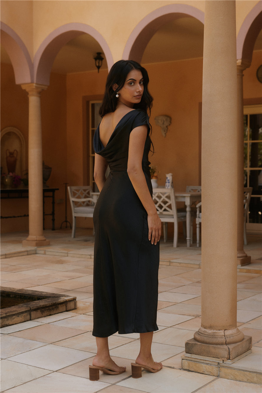 Siren Melody Satin Maxi Dress Black-Seaa Fashion