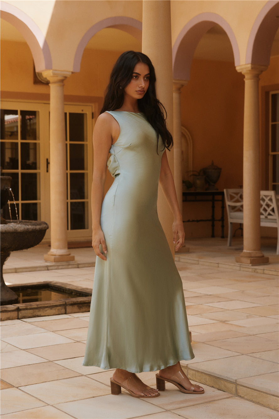Isabel Carmona Midi Dress Sage Green-Seaa Fashion