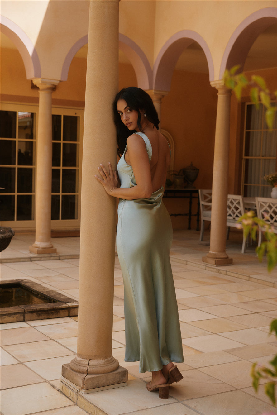 Isabel Carmona Midi Dress Sage Green-Seaa Fashion