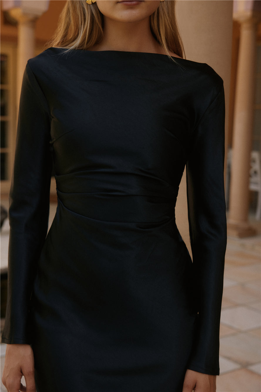 Forget Me Not Satin Maxi Dress Black-Seaa Fashion