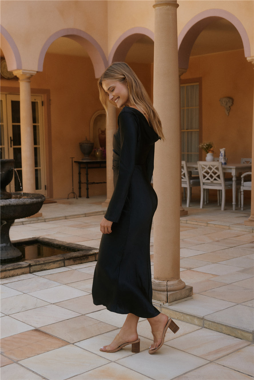Forget Me Not Satin Maxi Dress Black-Seaa Fashion