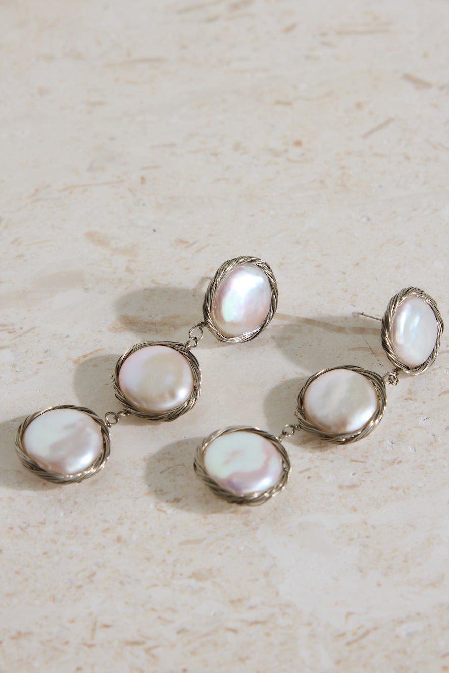 925 Silver Precious Pearl Earrings Silver-Seaa Fashion