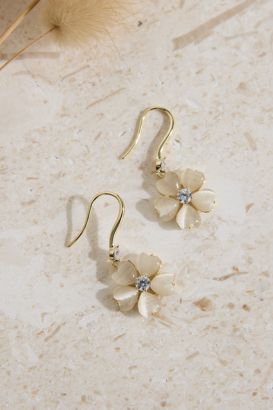 18k Gold Plated Floral Feels Earrings Gold-Seaa Fashion