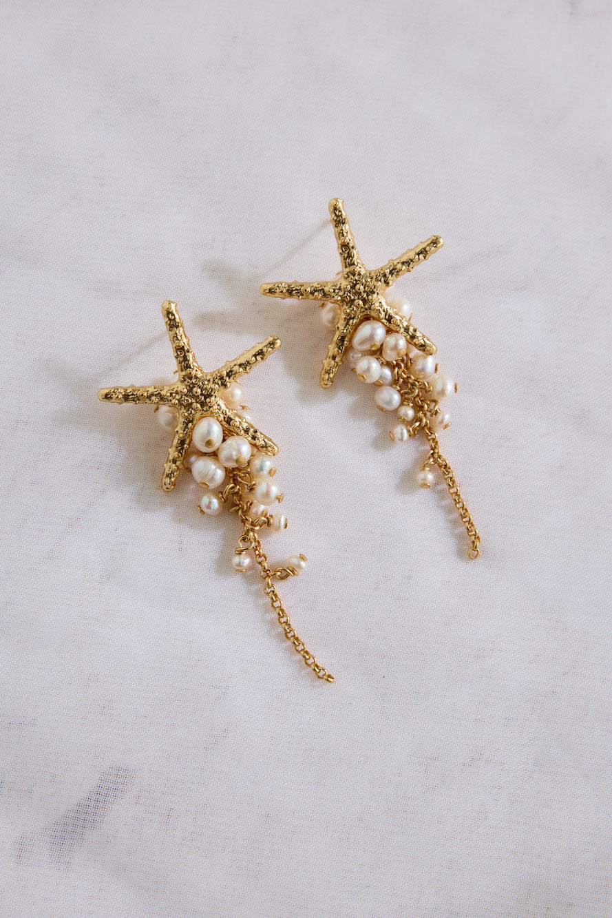 18K Gold Plated Search The Seas Earrings Gold-Seaa Fashion