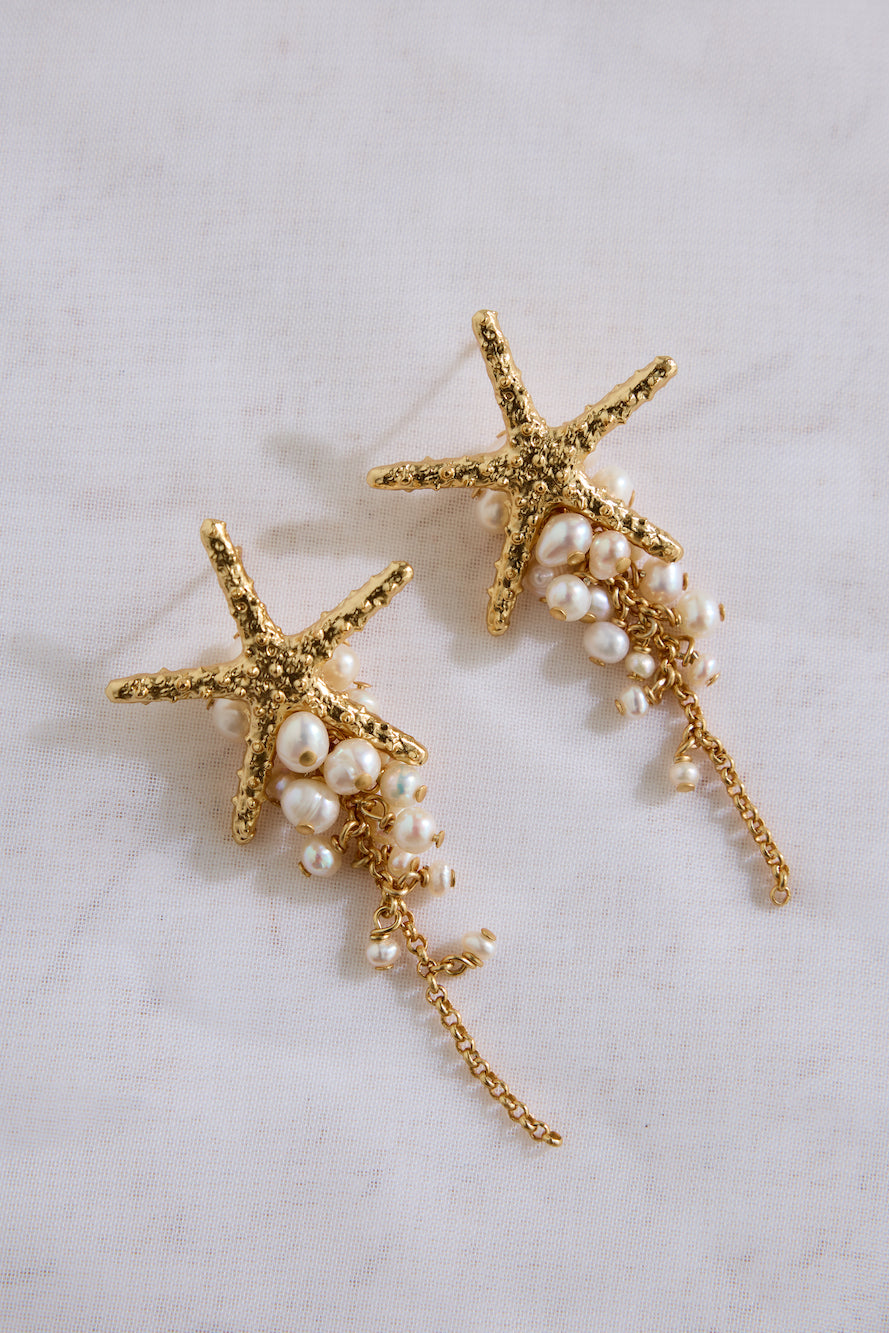18K Gold Plated Search The Seas Earrings Gold-Seaa Fashion