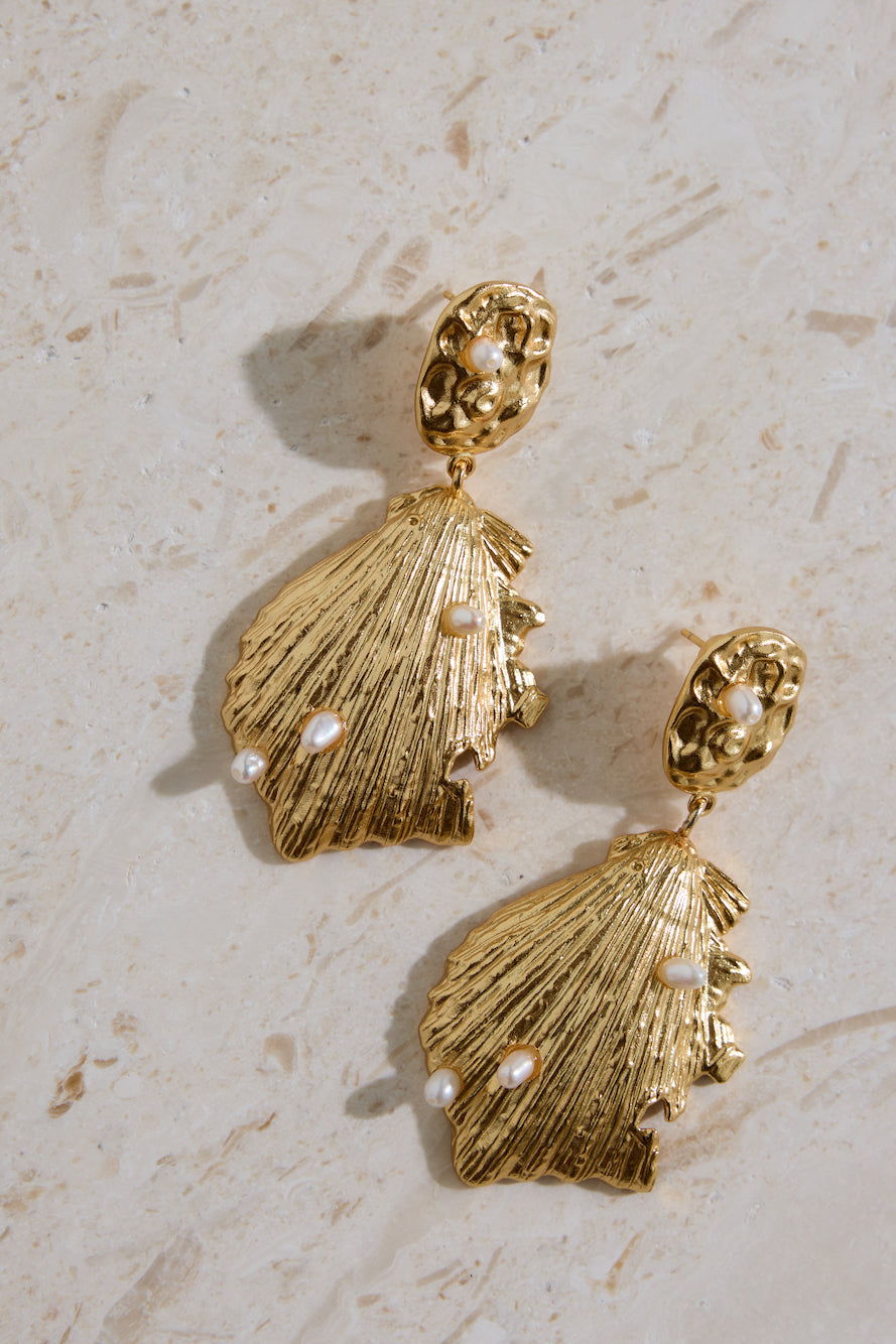 18K Gold Plated Pure Heart Earrings Gold-Seaa Fashion