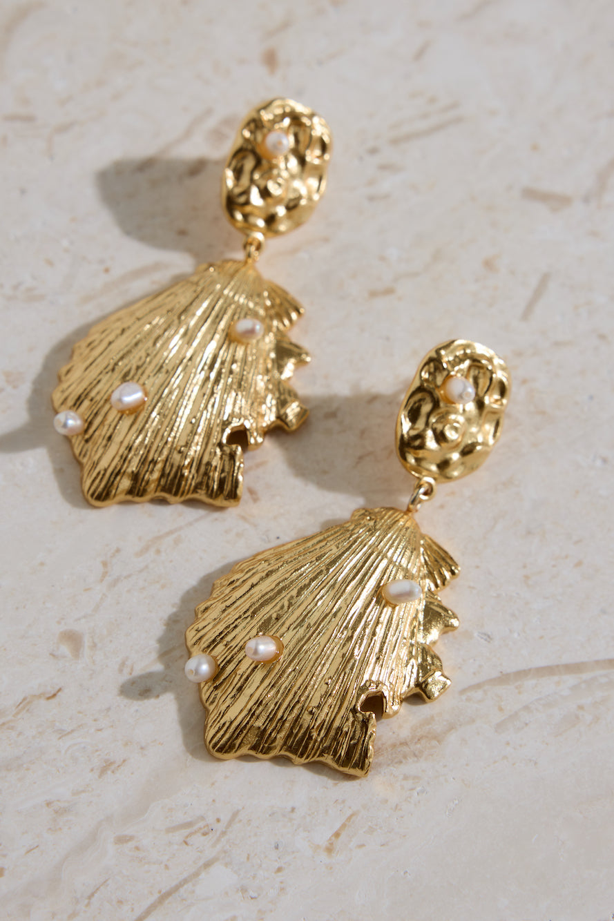 18K Gold Plated Pure Heart Earrings Gold-Seaa Fashion