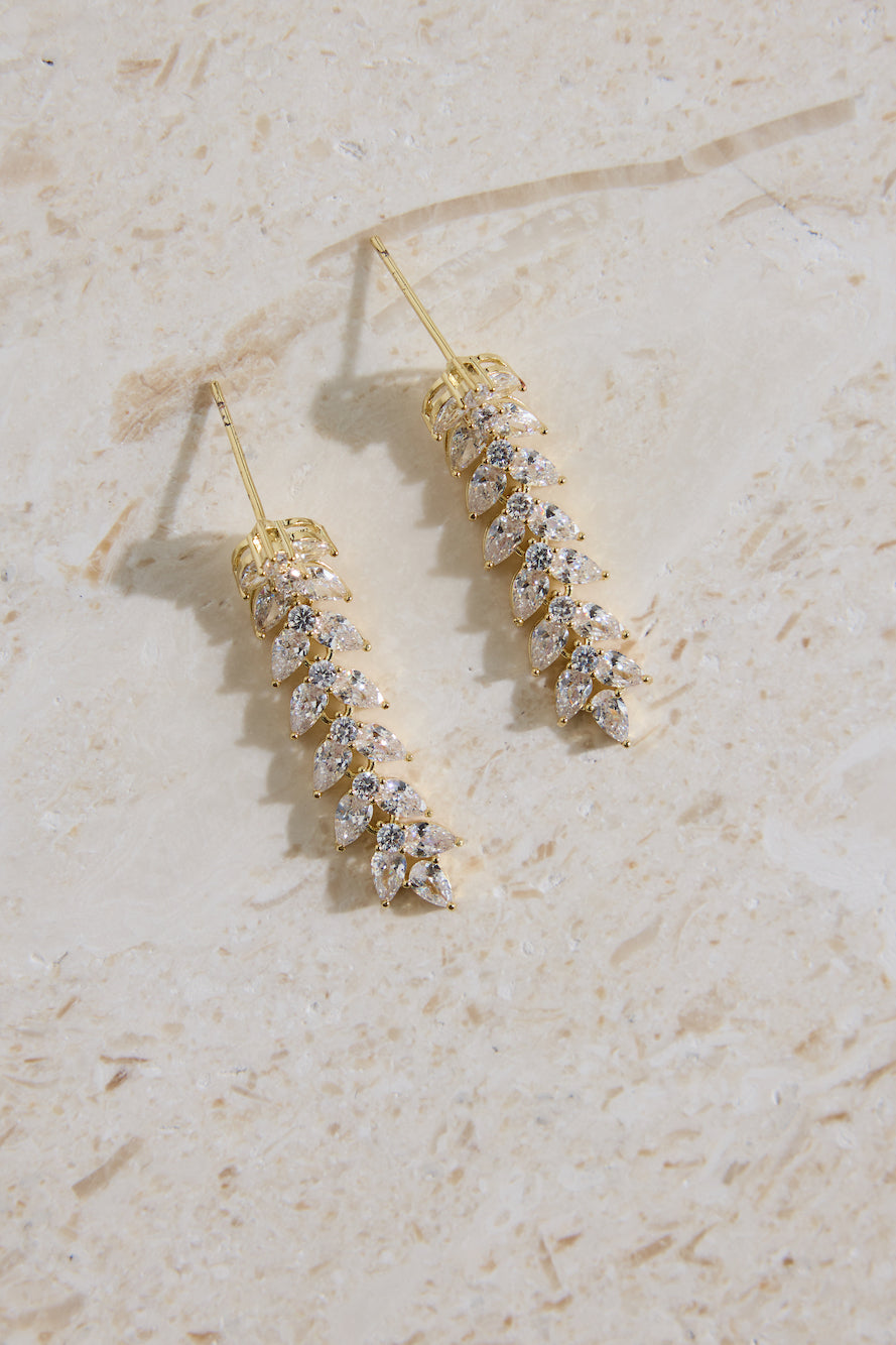 18K Gold Plated Shimmer Spark Earrings Gold-Seaa Fashion