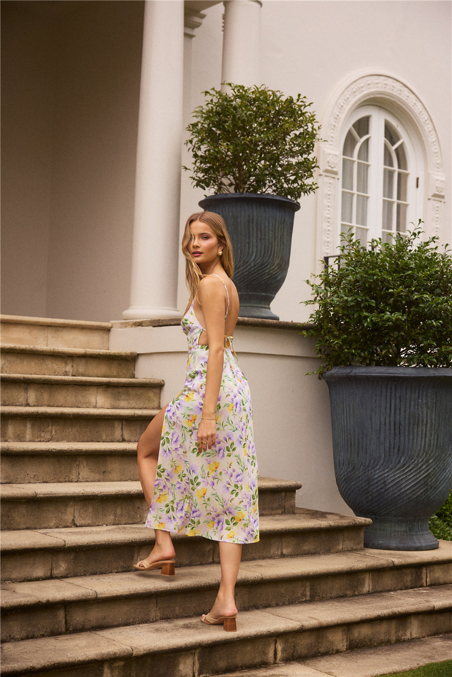 Vivid Garden Midi Dress Purple-Seaa Fashion