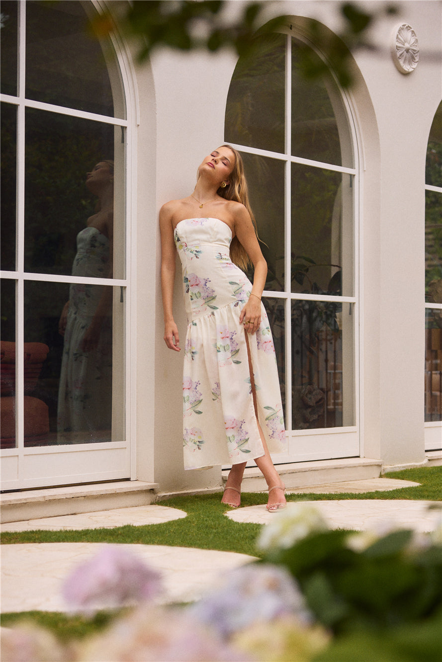 Enchanted Elegance Strapless Maxi Dress in Butter-Seaa Fashion