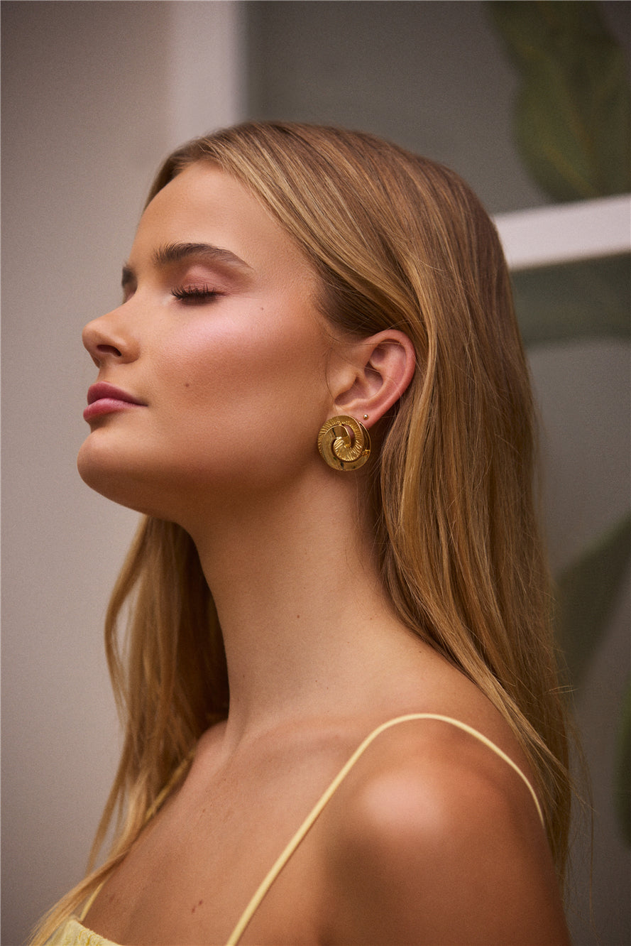 18K Gold Plated Fira Earrings Gold-Seaa Fashion