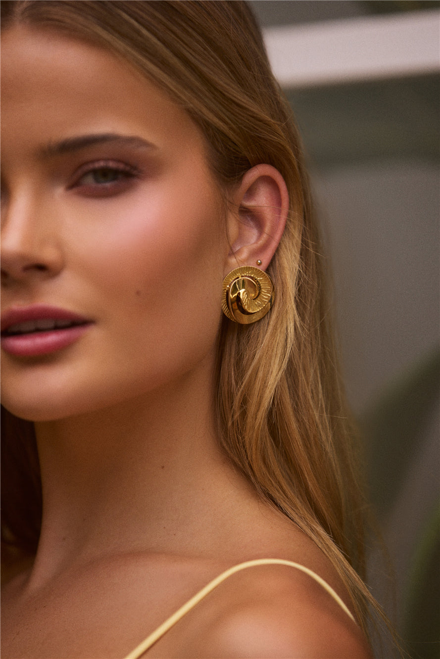 18K Gold Plated Fira Earrings Gold-Seaa Fashion