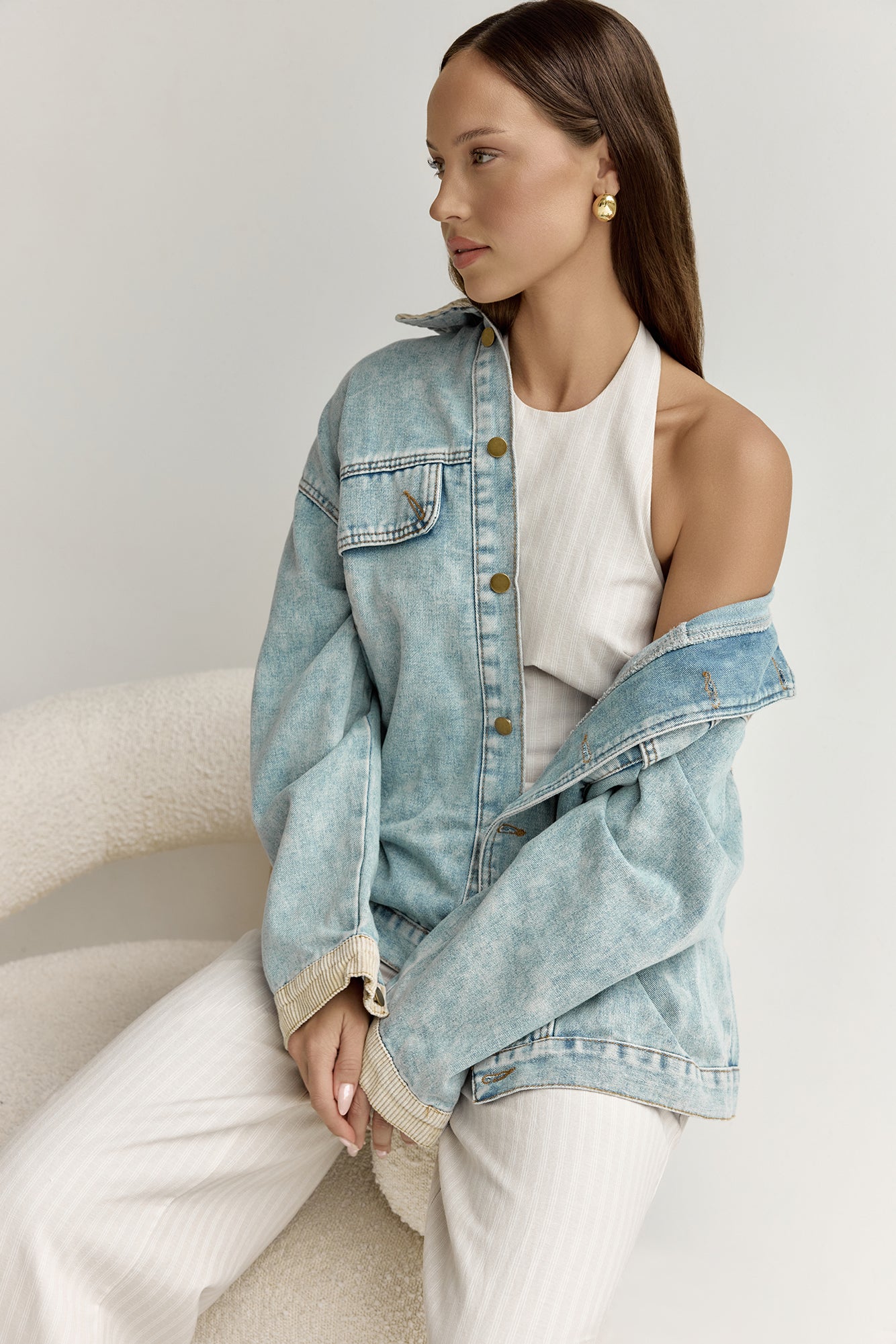 Heather Top Stone Pinstripe-Seaa Fashion