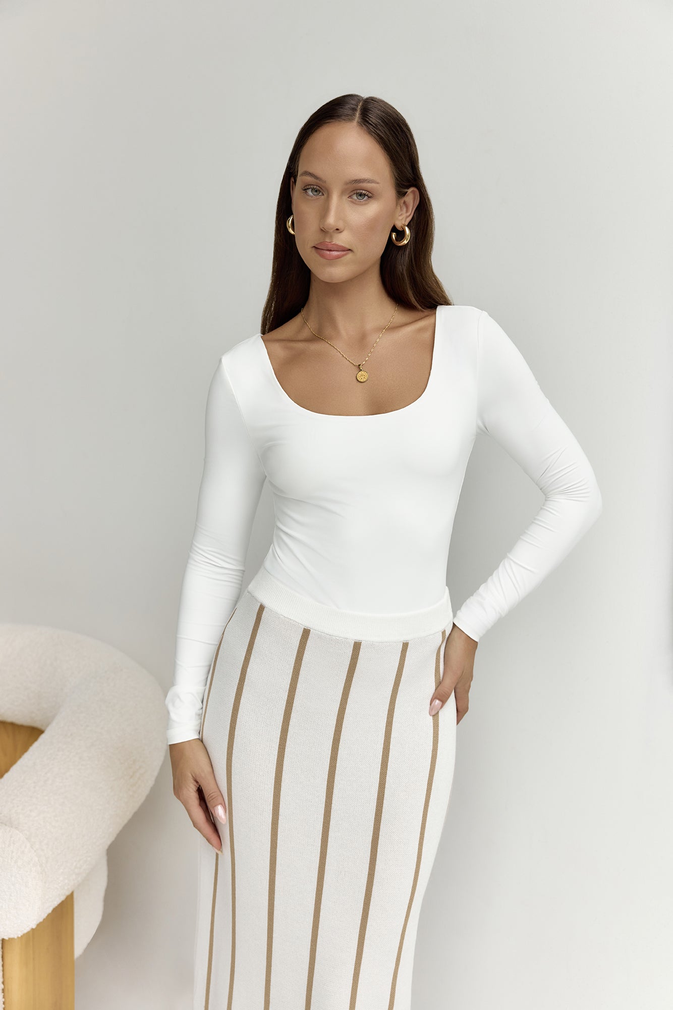 BASE Second Skin Long Sleeve Bodysuit White-Seaa Fashion