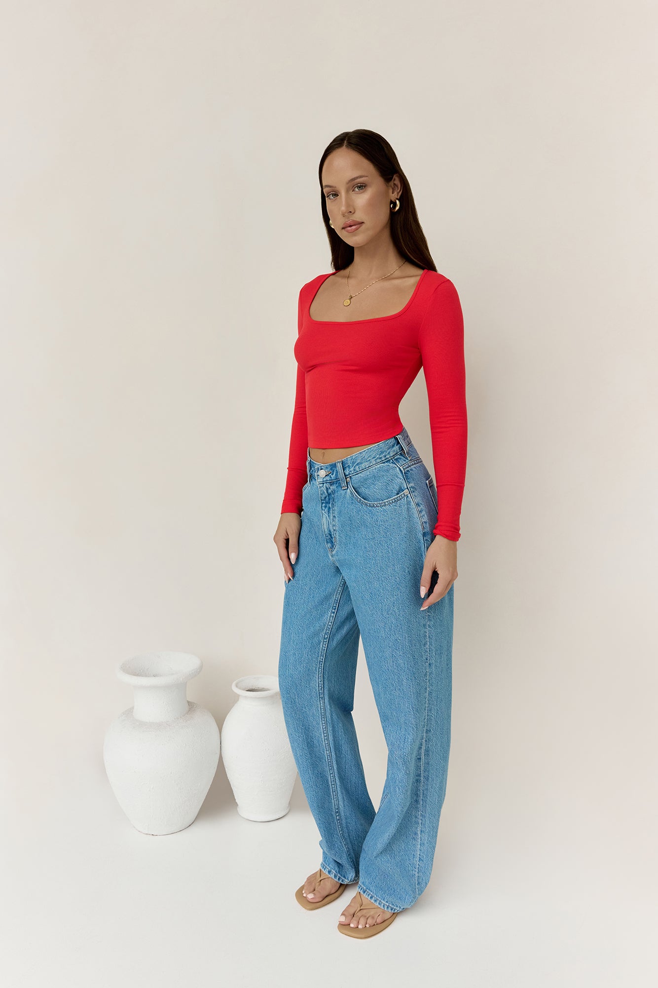 BASE Wear Now Ribbed Long Sleeve Top Red-Seaa Fashion