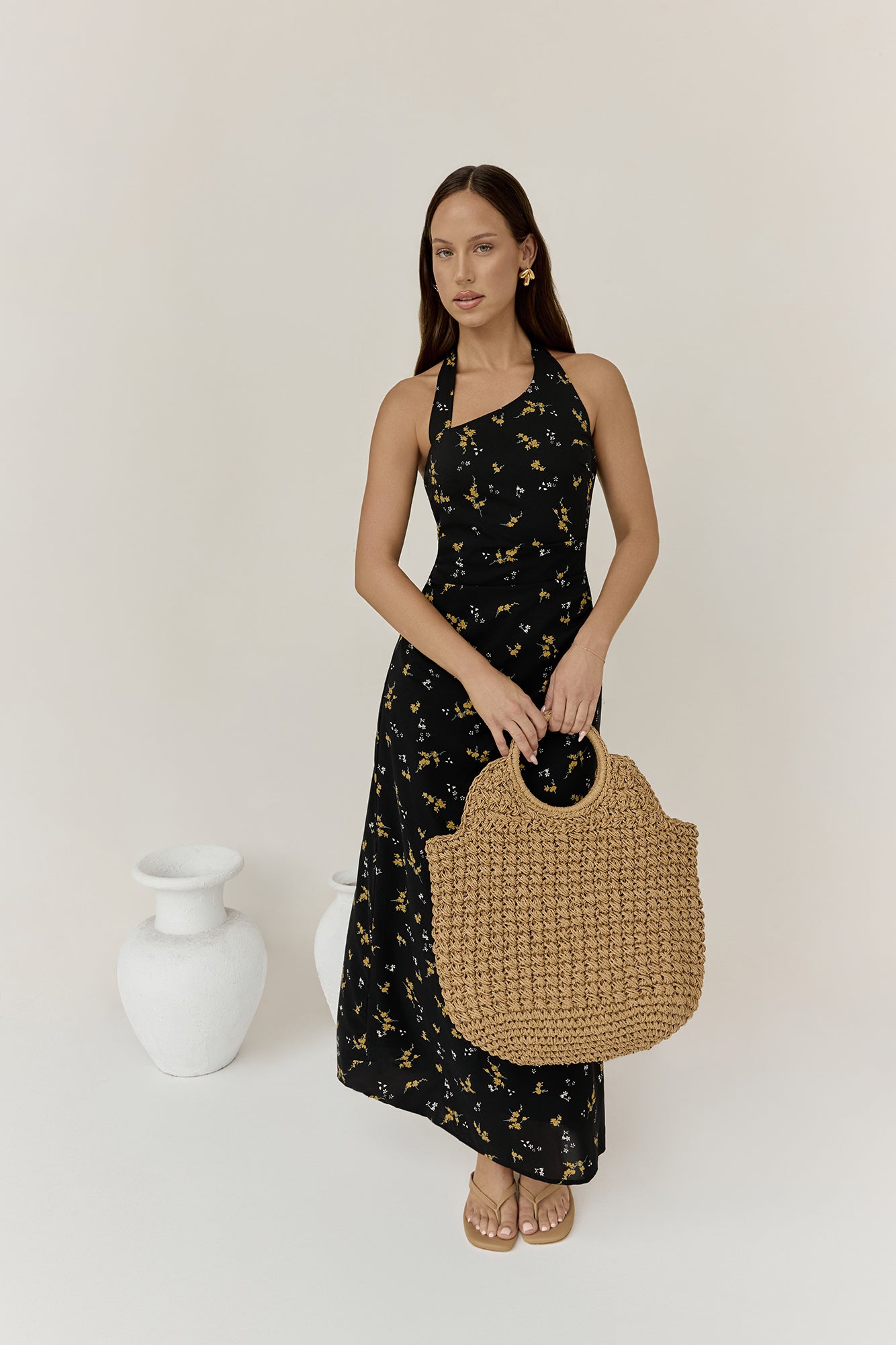 Scarlet Hues Halter Maxi Dress Black-Seaa Fashion