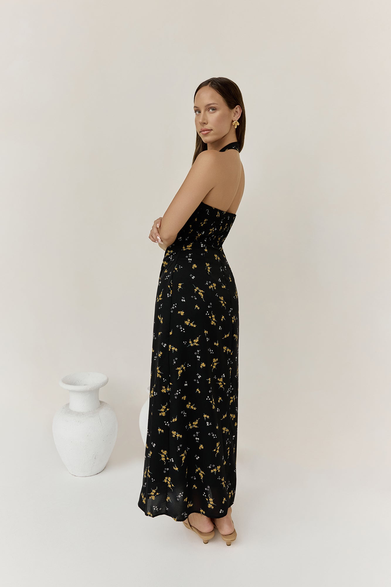 Scarlet Hues Halter Maxi Dress Black-Seaa Fashion