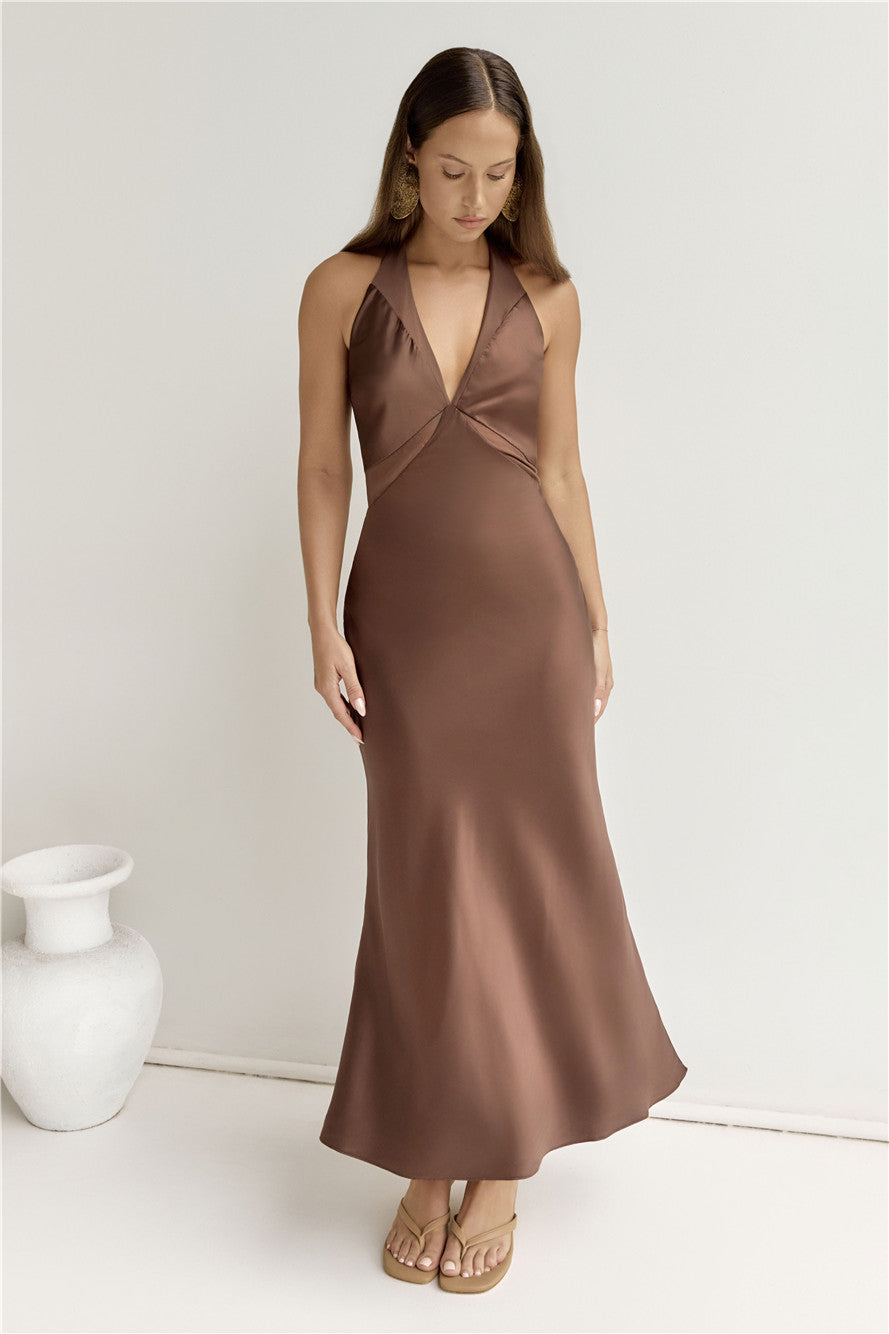 To The Dreamers Maxi Dress Brown-Seaa Fashion