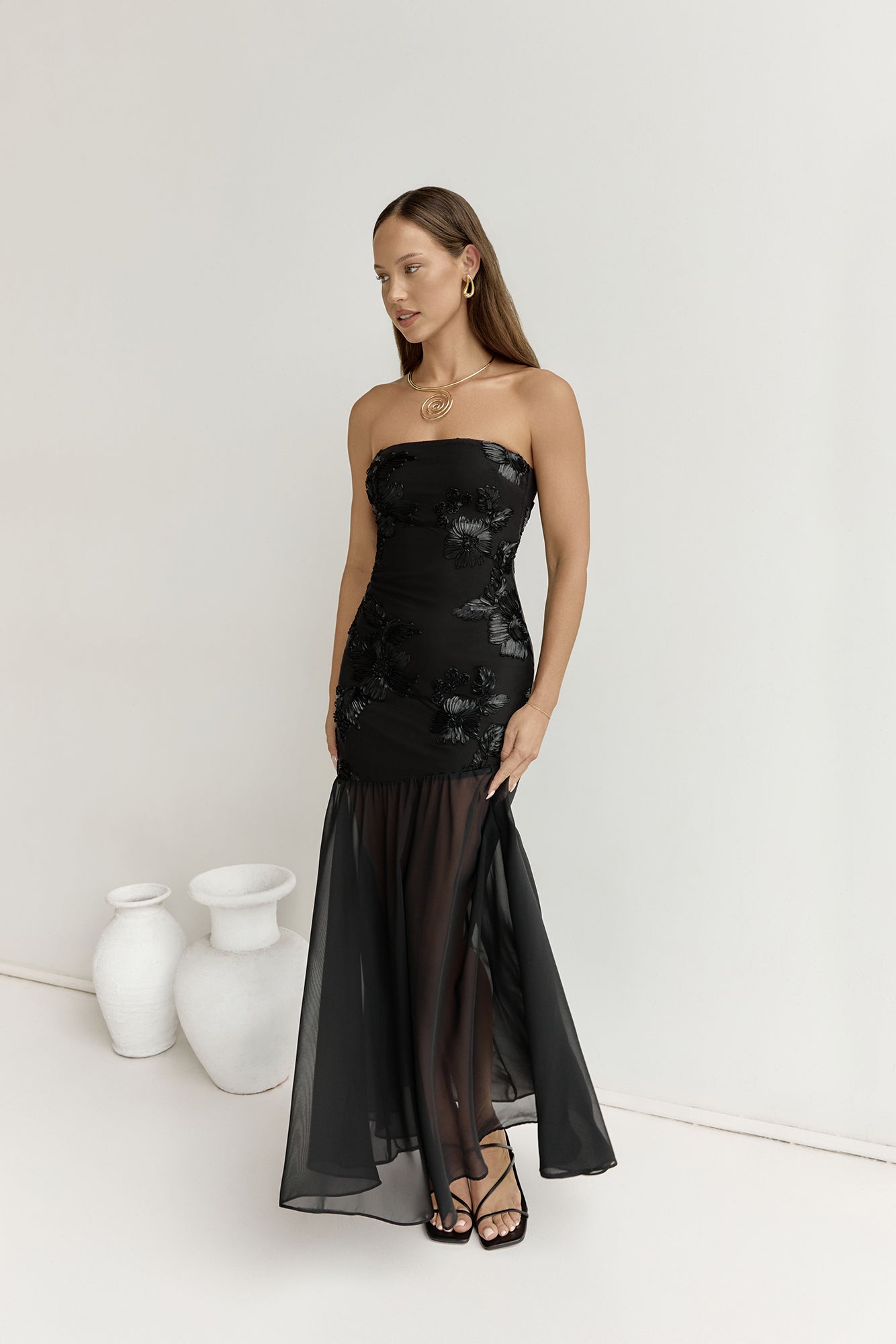 First Class Feelings Strapless Maxi Dress Black-Seaa Fashion