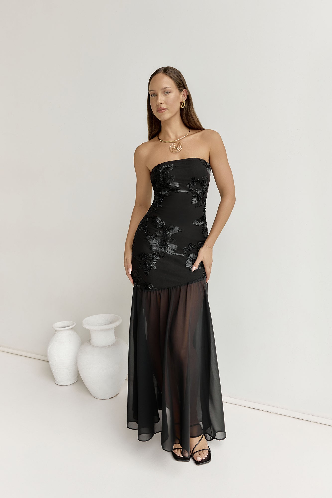 First Class Feelings Strapless Maxi Dress Black-Seaa Fashion