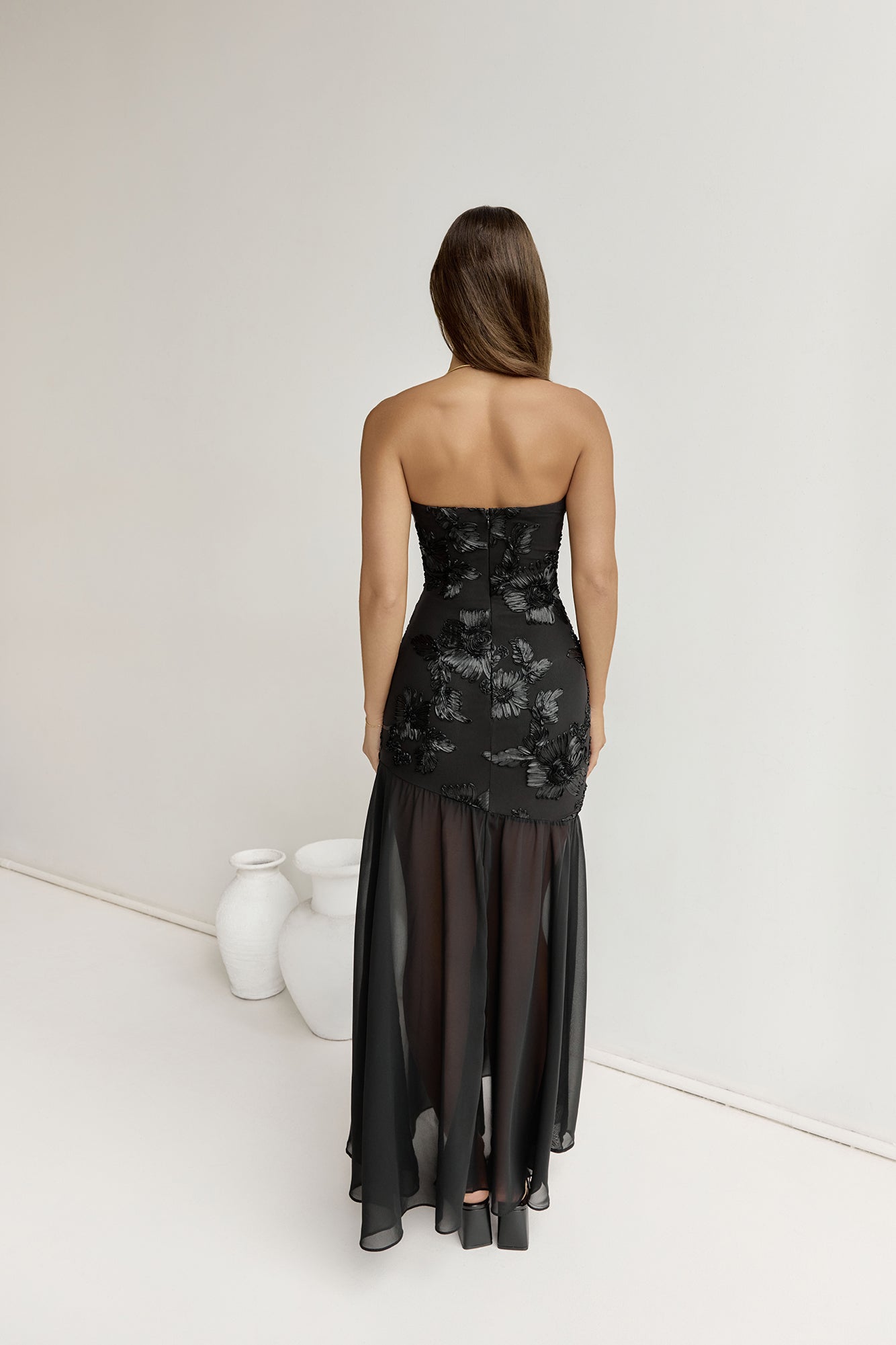 First Class Feelings Strapless Maxi Dress Black-Seaa Fashion